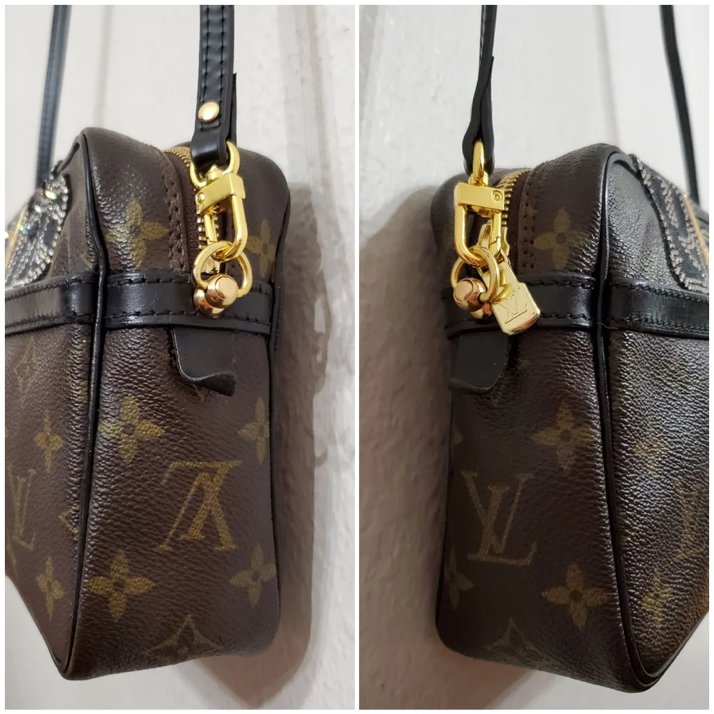 Louis Vuitton Brown Monogram Crossbody with Black and Gold Accents - Picture 4 of 9